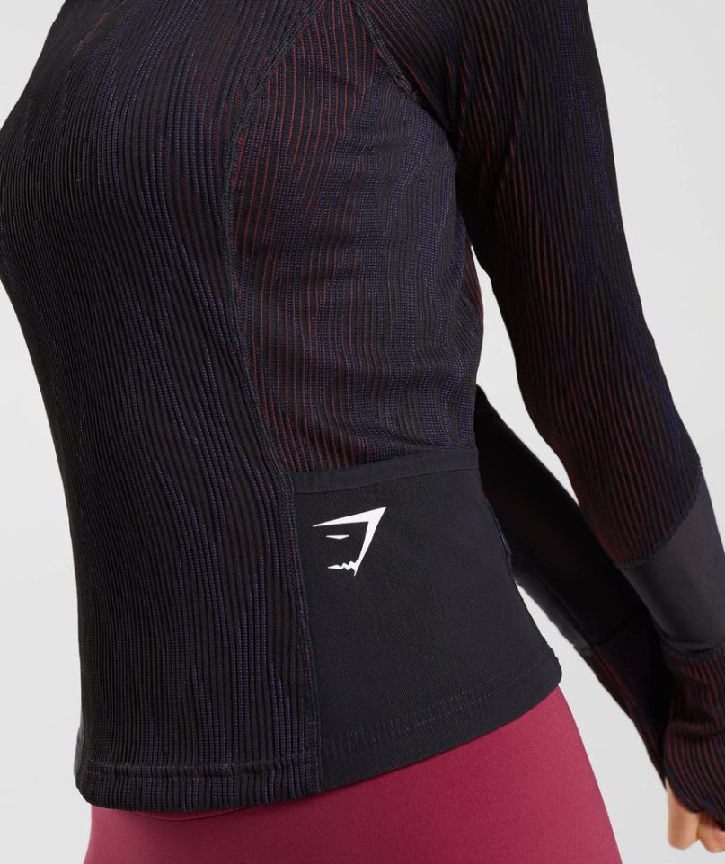 Sudaderas Gymshark Deporte 1/4 Zip Mujer Negras | ES0824-WE