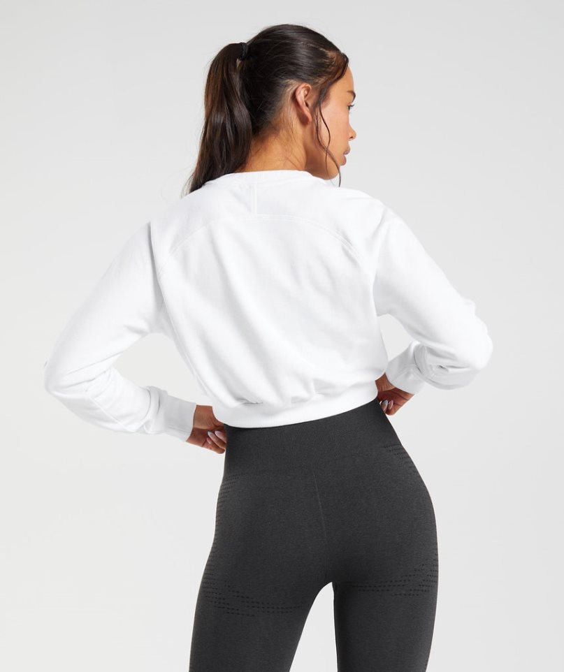 Sudaderas Gymshark Entrenamiento Cropped Mujer Blancas | ES0287-BG