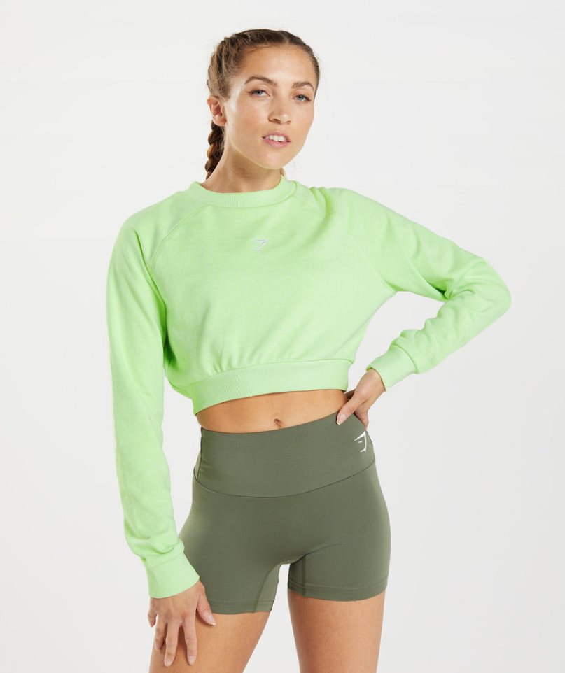 Sudaderas Gymshark Entrenamiento Cropped Mujer Verde | ES9085-ZS