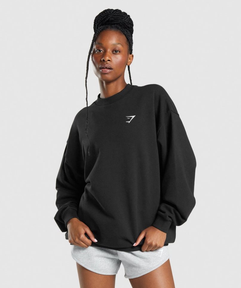 Sudaderas Gymshark Entrenamiento Oversized Mujer Negras | ES3198-UL