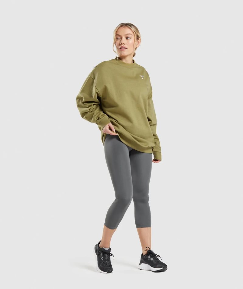 Sudaderas Gymshark Entrenamiento Oversized Mujer Verde Oliva | ES4250-SG