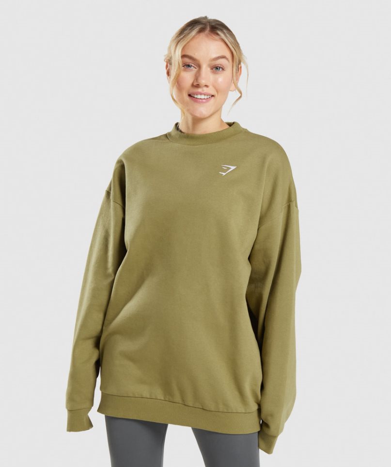 Sudaderas Gymshark Entrenamiento Oversized Mujer Verde Oliva | ES4250-SG