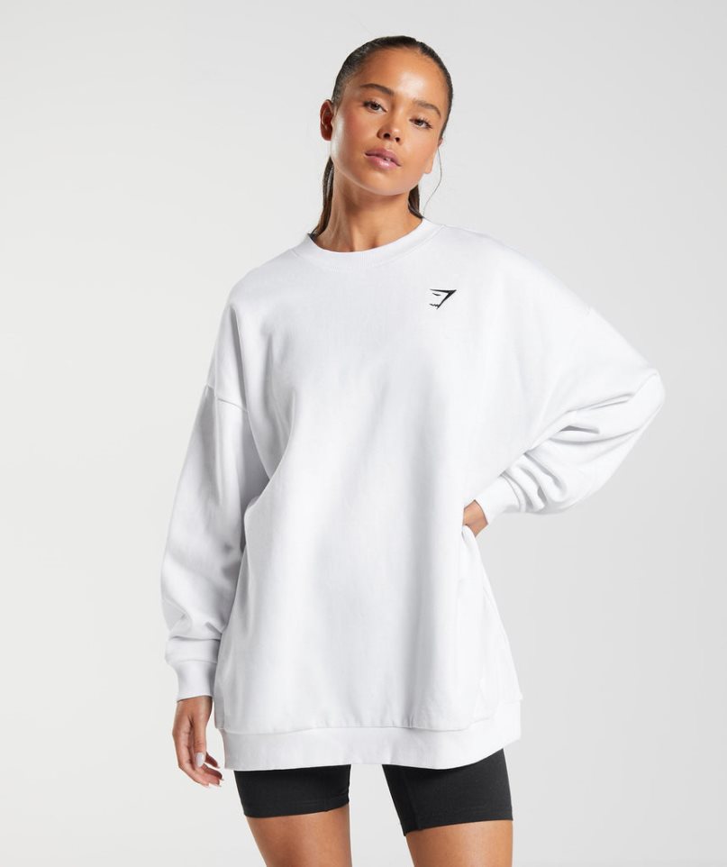 Sudaderas Gymshark Entrenamiento Oversized Mujer Blancas | ES6017-AX