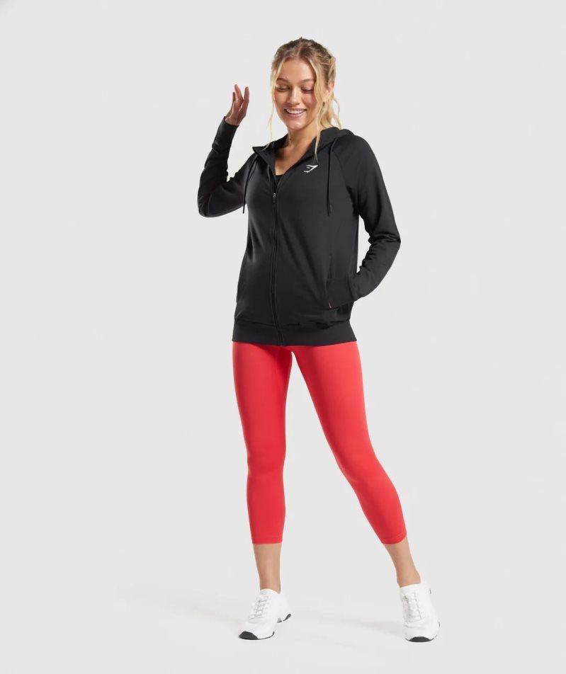 Sudaderas Gymshark Entrenamiento Zip Mujer Negras | ES5629-VK