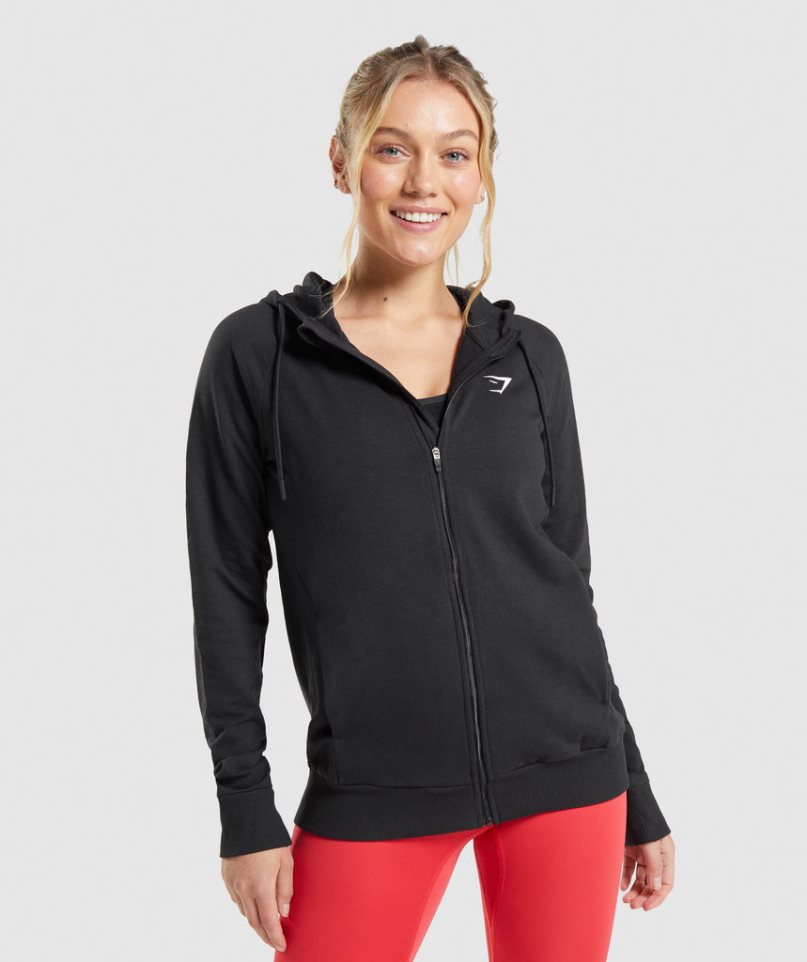 Sudaderas Gymshark Entrenamiento Zip Mujer Negras | ES5629-VK