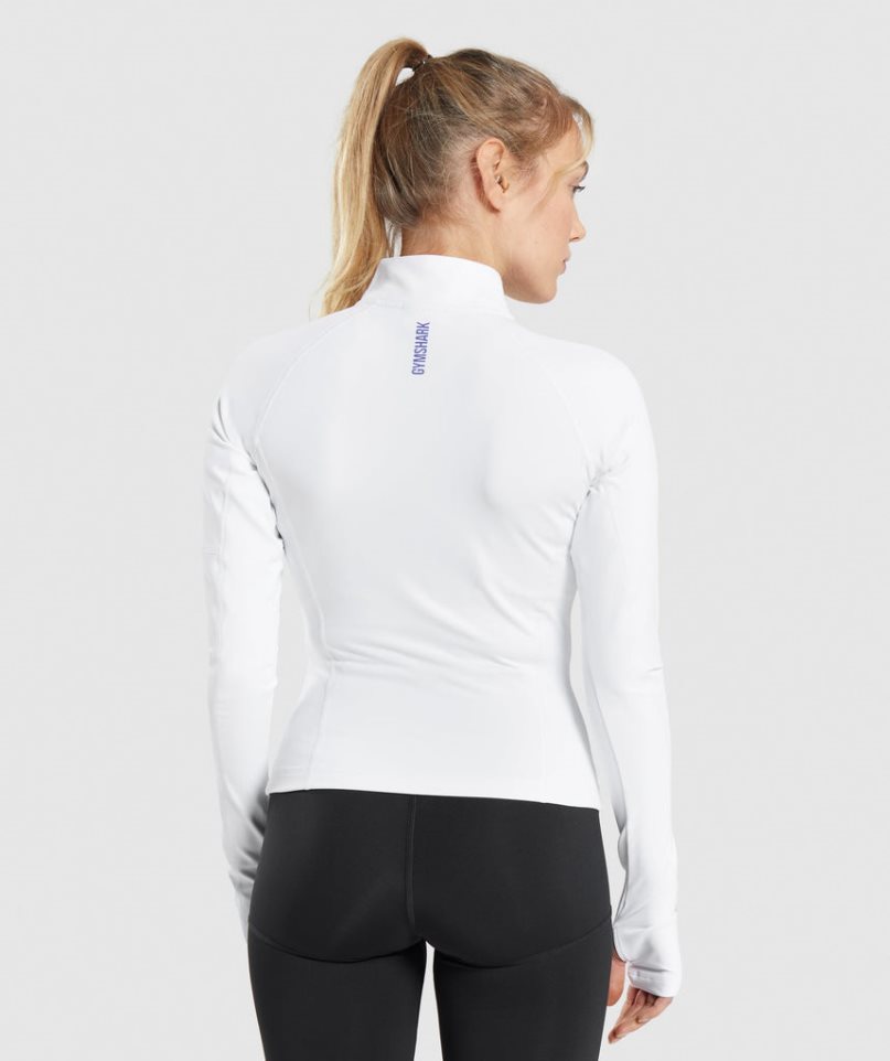 Sudaderas Gymshark Pulse 1/4 Zip Mujer Blancas | ES9842-WF