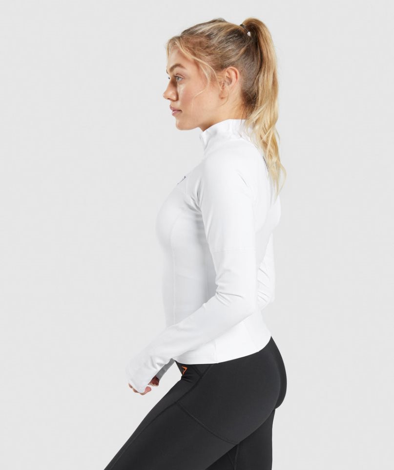 Sudaderas Gymshark Pulse 1/4 Zip Mujer Blancas | ES9842-WF