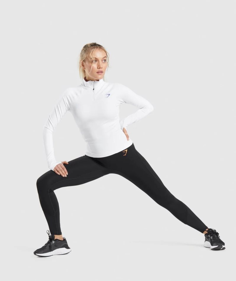 Sudaderas Gymshark Pulse 1/4 Zip Mujer Blancas | ES9842-WF