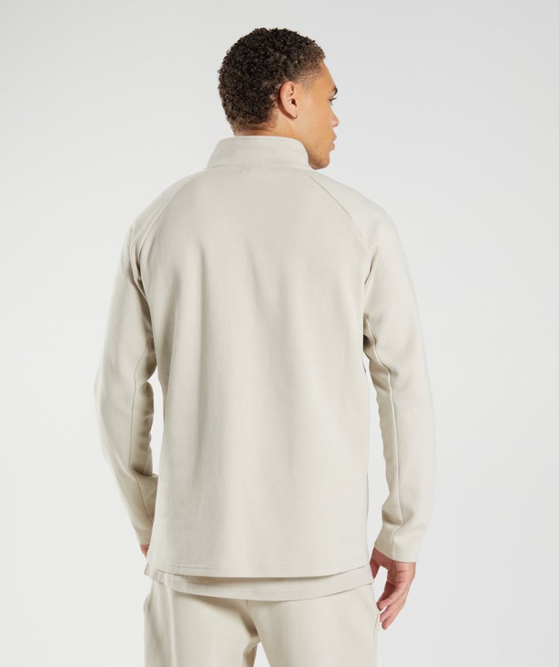 Sudaderas Gymshark Rest Day 1/4 Zip Hombre Creme | ES0638-JU