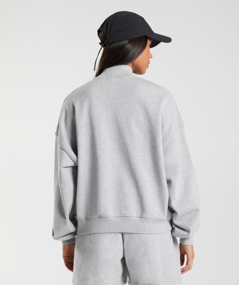 Sudaderas Gymshark Rest Day Sweats 1/2 Zip Mujer Gris Claro | ES6134-DW