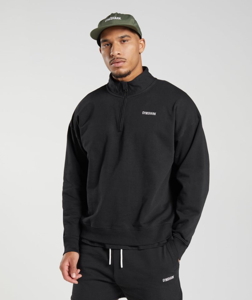 Sudaderas Gymshark Rest Day Sweats 1/4 Zip Hombre Negras | ES4560-GL