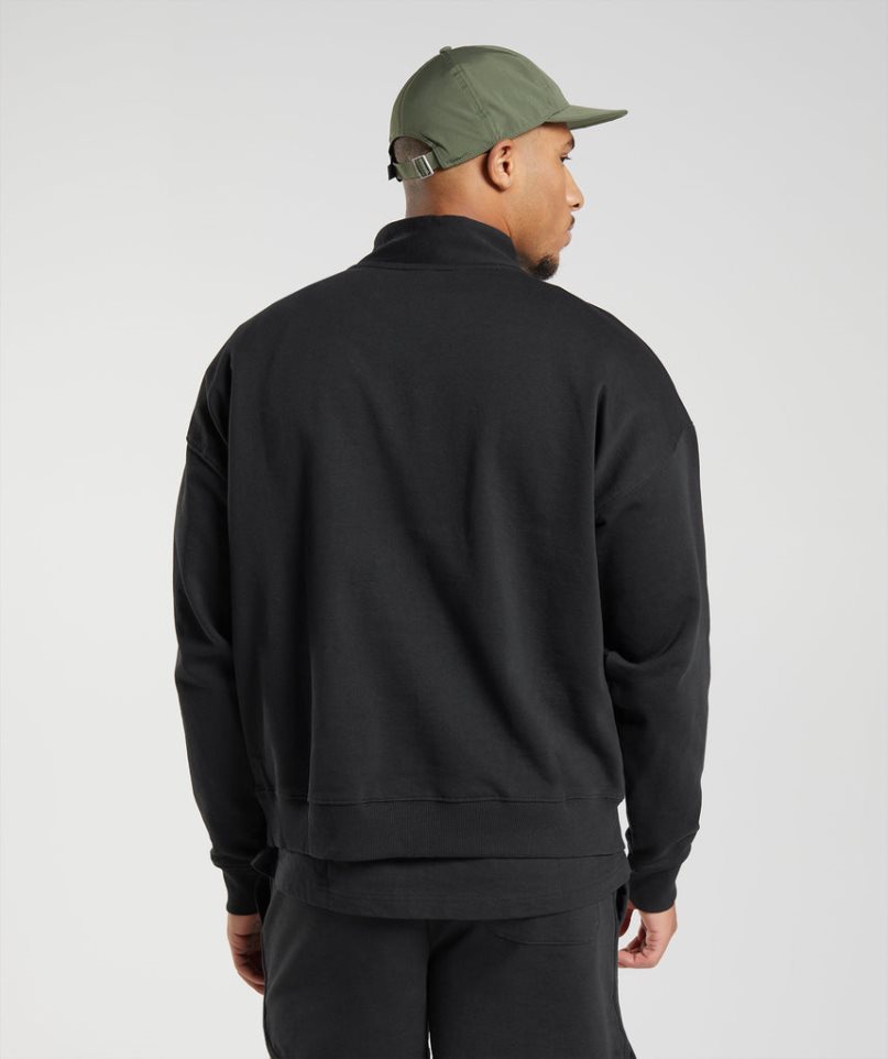 Sudaderas Gymshark Rest Day Sweats 1/4 Zip Hombre Negras | ES4560-GL