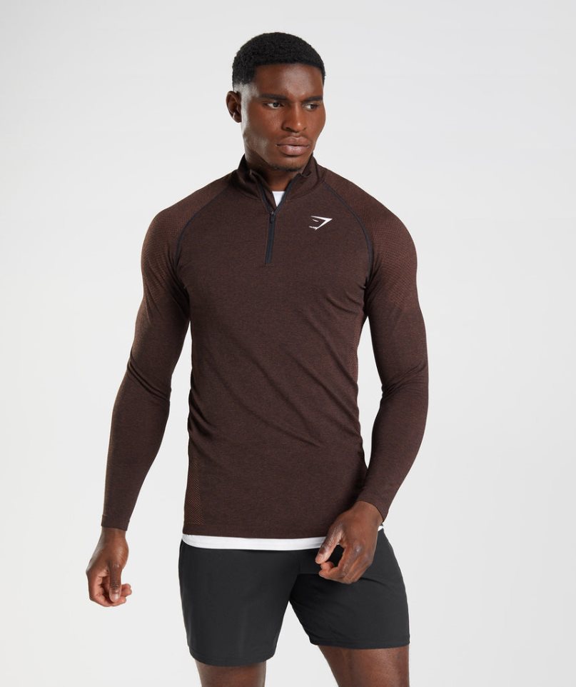 Sudaderas Gymshark Vital Light 1/4 Zip Hombre Marrones Oscuro | ES0452-CX