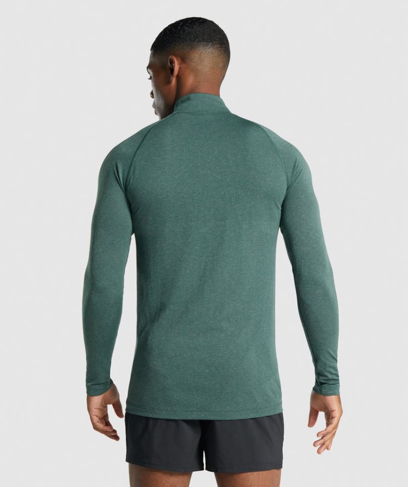 Sudaderas Gymshark Vital Light 1/4 Zip Hombre Verde Oscuro | ES0674-JH