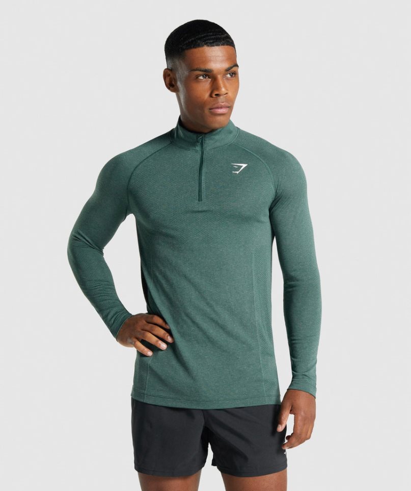 Sudaderas Gymshark Vital Light 1/4 Zip Hombre Verde Oscuro | ES0674-JH