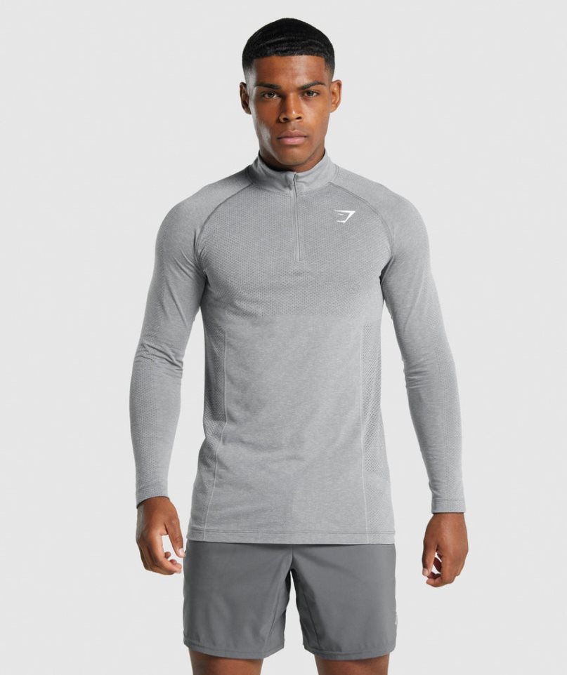 Sudaderas Gymshark Vital Light 1/4 Zip Hombre Gris Claro | ES1839-TJ