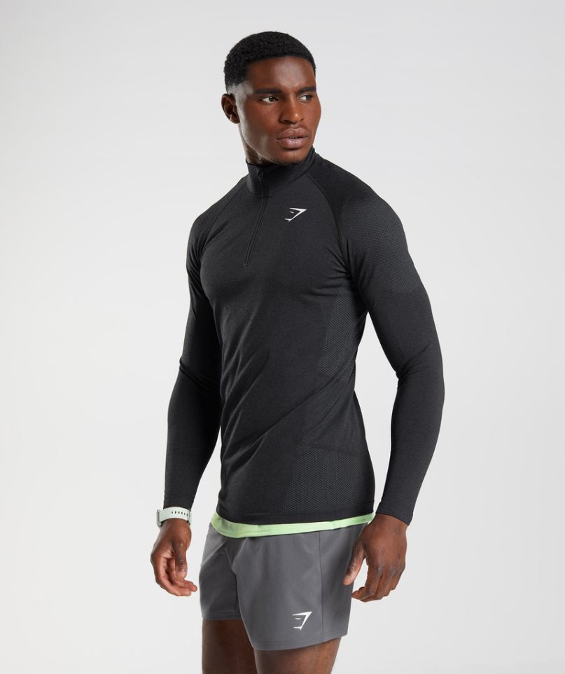 Sudaderas Gymshark Vital Light 1/4 Zip Hombre Negras | ES6973-WV