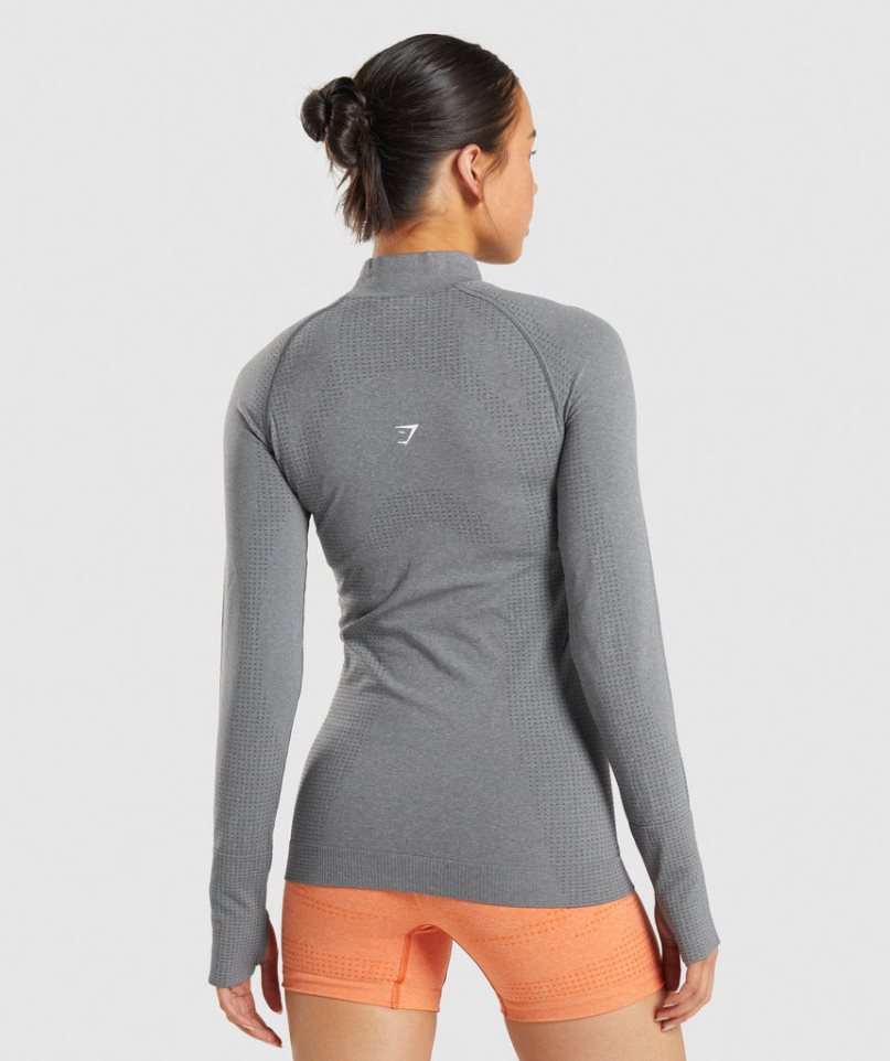 Sudaderas Gymshark Vital Seamless 2.0 1/2 Zip Mujer Gris | ES8413-JN