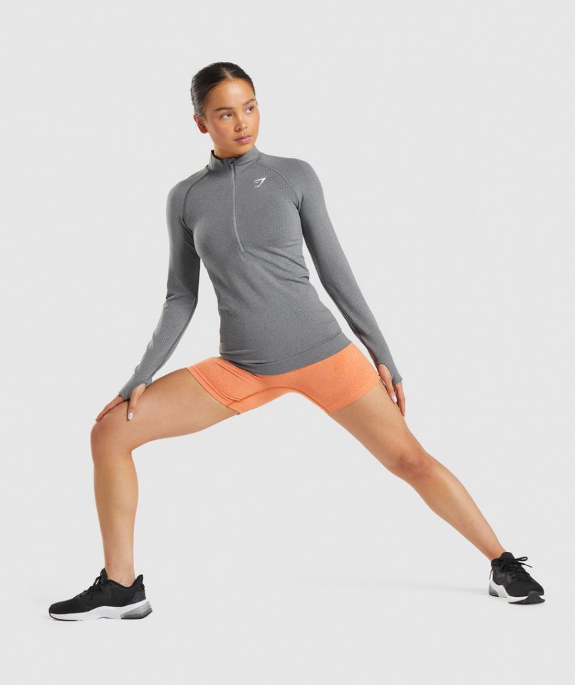 Sudaderas Gymshark Vital Seamless 2.0 1/2 Zip Mujer Gris | ES8413-JN