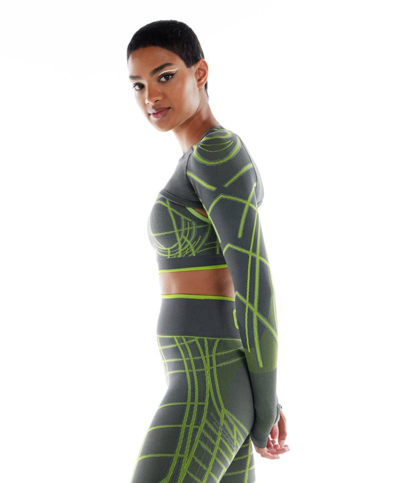 Sudaderas Gymshark Wtflex Linear Seamless Long Sleeve Shrug Mujer Verde | ES0853-EJ