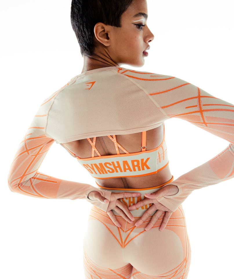 Sudaderas Gymshark Wtflex Linear Seamless Long Sleeve Shrug Mujer Naranjas | ES4680-XN