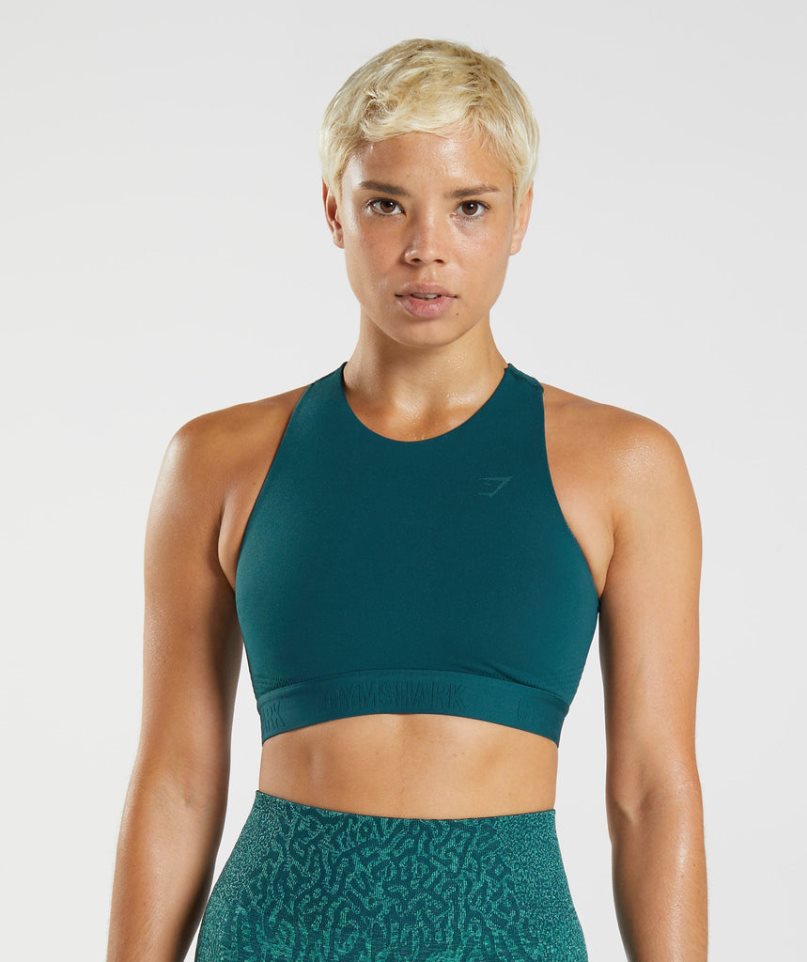 Sujetadores Deportivos Gymshark 315 Performance High Neck Mujer Turquesa | ES0634-OU