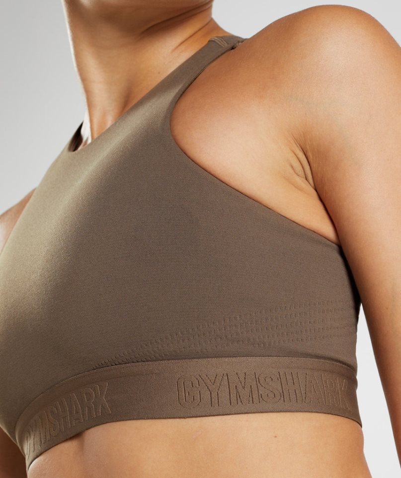 Sujetadores Deportivos Gymshark 315 Performance High Neck Mujer Marrones Oscuro | ES1570-IW