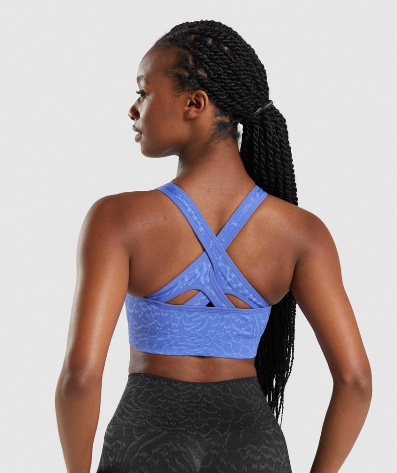 Sujetadores Deportivos Gymshark Adapt Animal Seamless Mujer Azules | ES6082-GO