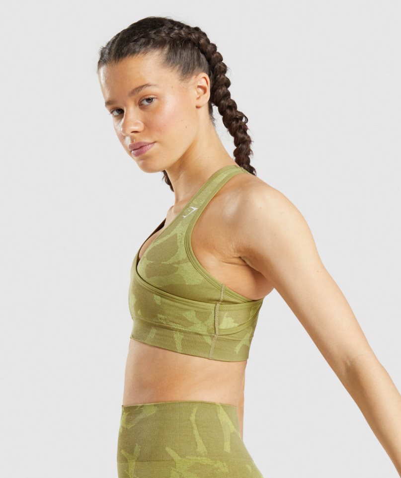 Sujetadores Deportivos Gymshark Adapt Camo Seamless Mujer Verde | ES7892-VY