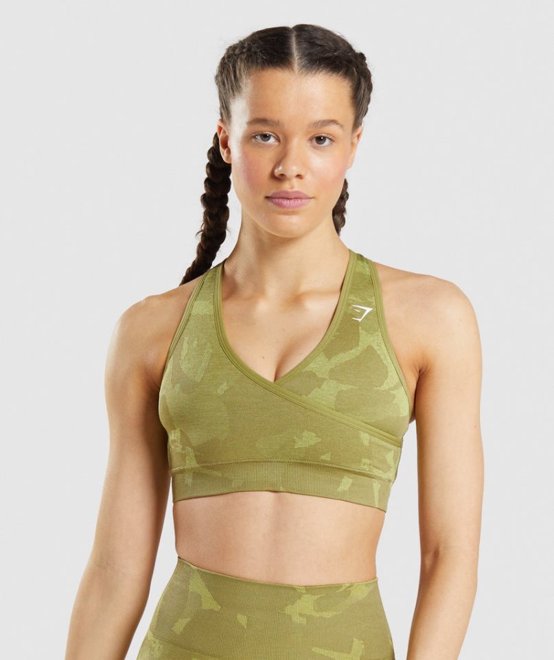 Sujetadores Deportivos Gymshark Adapt Camo Seamless Mujer Verde | ES7892-VY