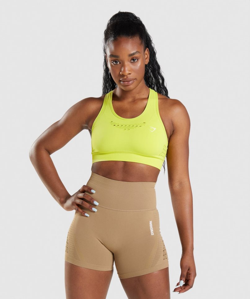 Sujetadores Deportivos Gymshark Energy Seamless Mujer Amarillo | ES1694-EO