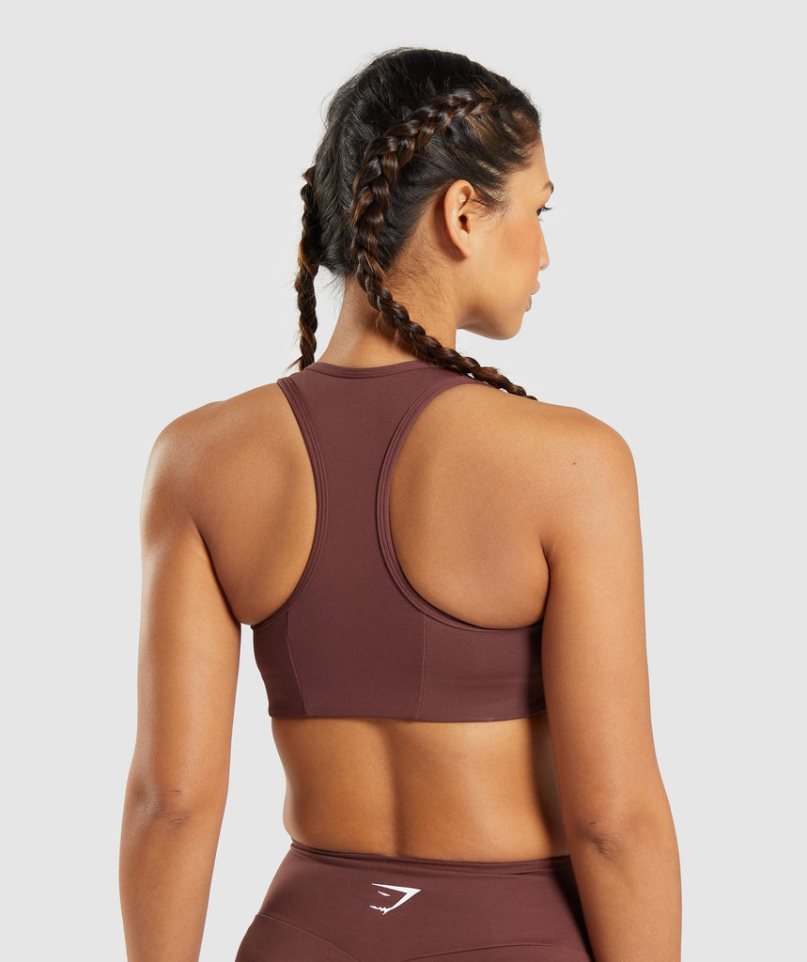 Sujetadores Deportivos Gymshark Essential Racer Back Mujer Marrones Oscuro | ES9063-XV