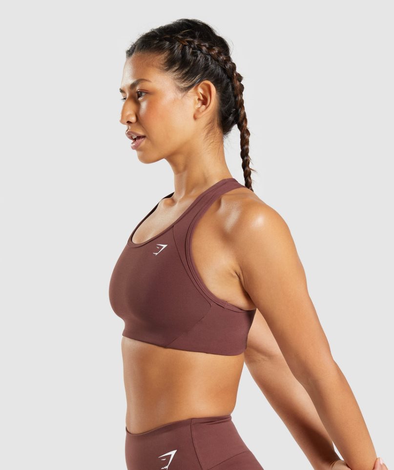 Sujetadores Deportivos Gymshark Essential Racer Back Mujer Marrones Oscuro | ES9063-XV