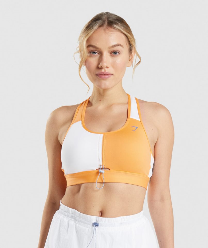 Sujetadores Deportivos Gymshark Pulse Mujer Naranjas Blancas | ES5278-XB