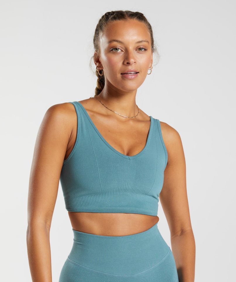 Sujetadores Deportivos Gymshark Rest Day Seamless Bralette Mujer Azules | ES4786-YN