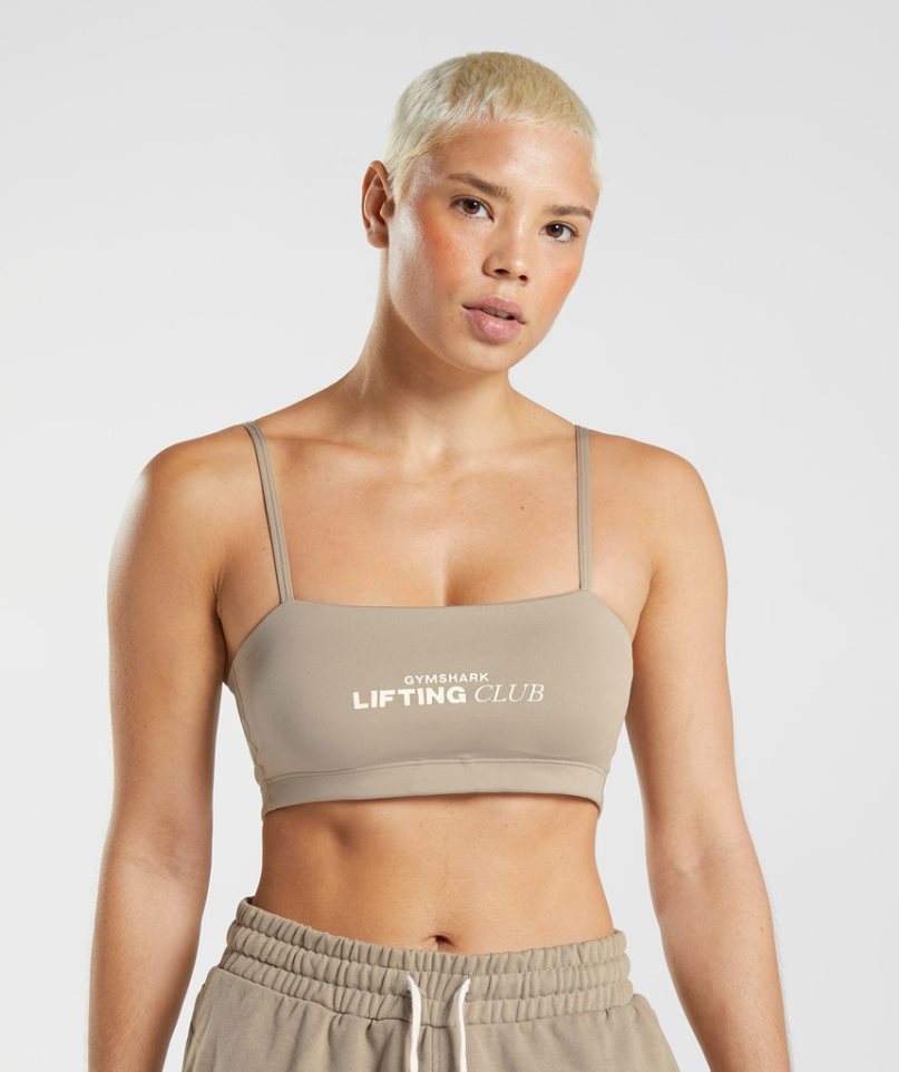 Sujetadores Deportivos Gymshark Social Club Bandeau Mujer Kaki | ES7310-BO