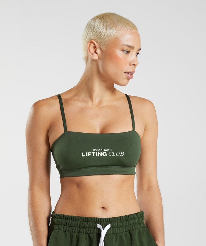 Sujetadores Deportivos Gymshark Social Club Bandeau Mujer Verde Oliva | ES9631-GP