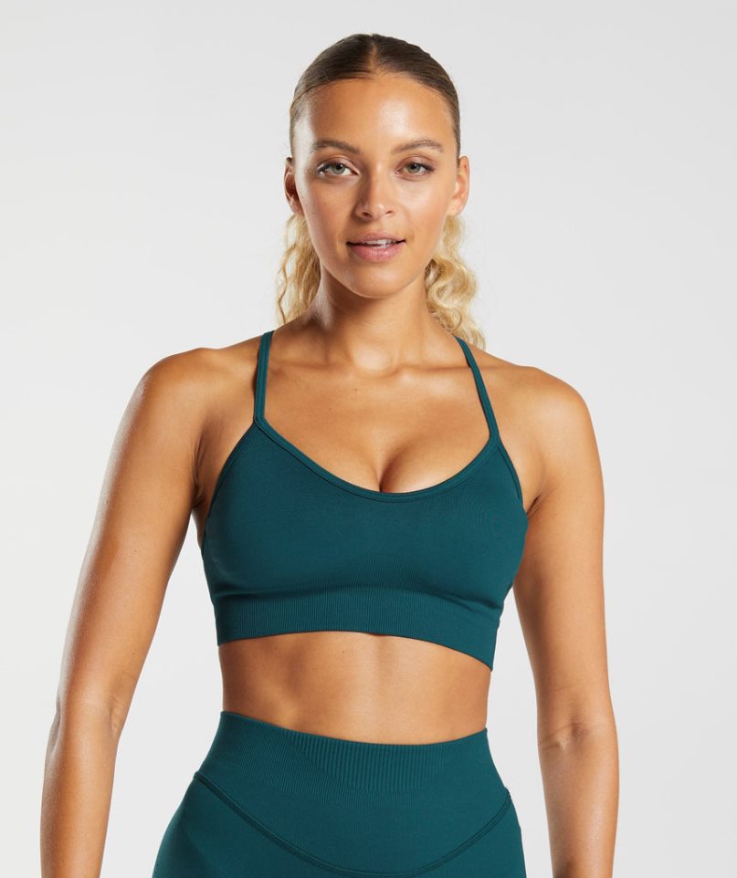 Sujetadores Deportivos Gymshark Sweat Seamless Mujer Turquesa | ES0324-OQ