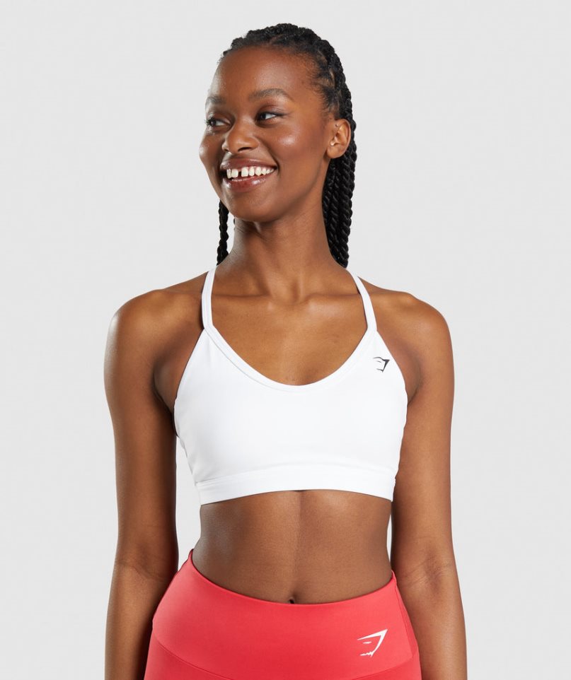 Sujetadores Deportivos Gymshark V Neck Mujer Blancas | ES6307-QE