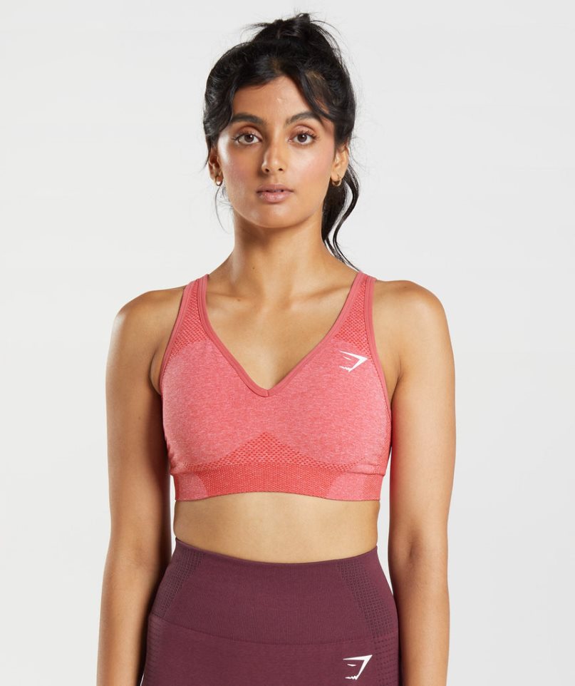 Sujetadores Deportivos Gymshark Vital Seamless 2.0 V Neck Mujer Rosas | ES2164-PQ