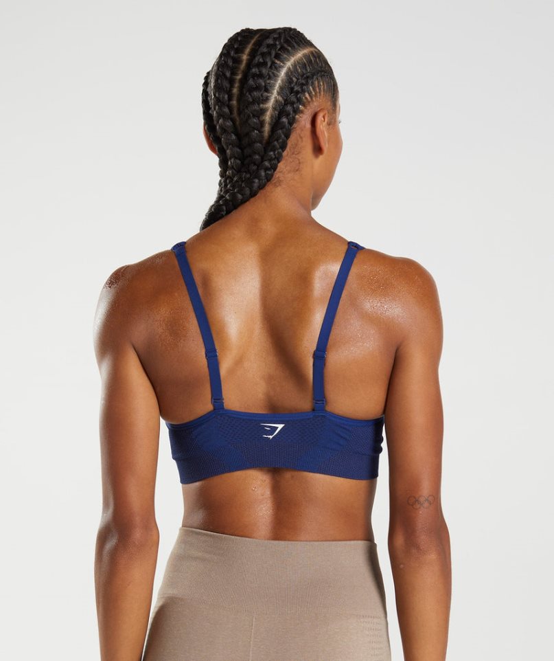 Sujetadores Deportivos Gymshark Vital Seamless 2.0 V Neck Mujer Azules | ES2539-AZ