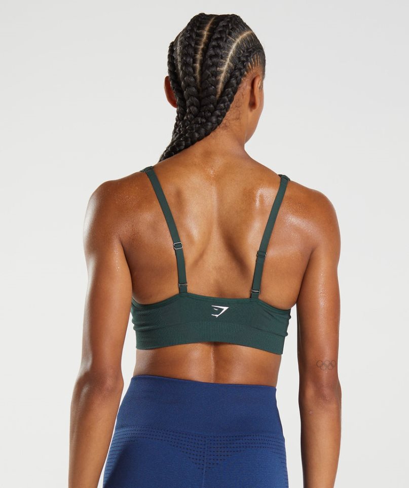 Sujetadores Deportivos Gymshark Vital Seamless 2.0 V Neck Mujer Verde Oscuro | ES3740-FL