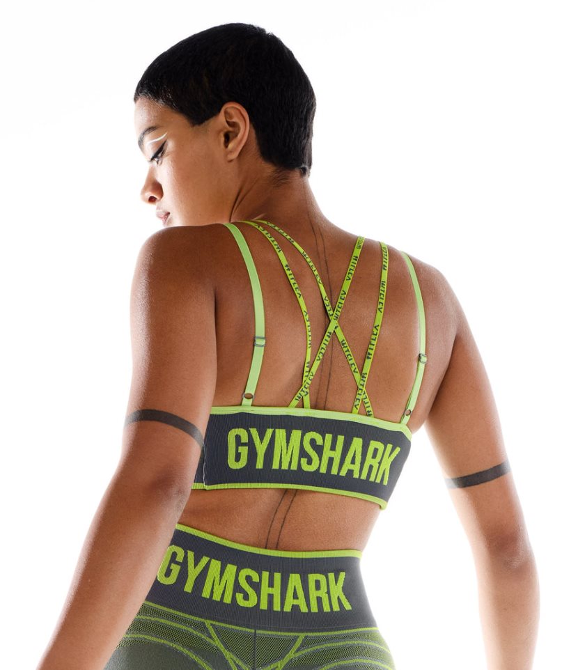 Sujetadores Deportivos Gymshark Wtflex Linear Seamless Mujer Verde | ES9726-XQ