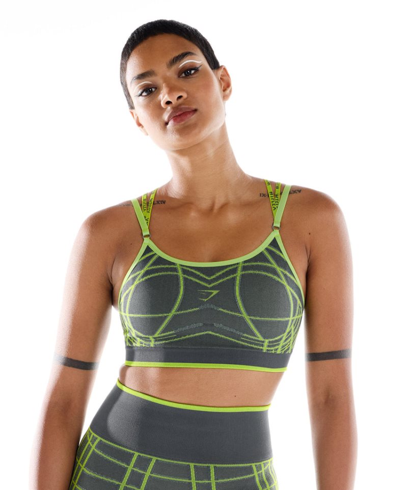 Sujetadores Deportivos Gymshark Wtflex Linear Seamless Mujer Verde | ES9726-XQ