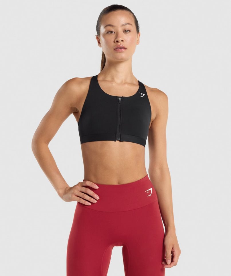 Sujetadores Deportivos Gymshark Zip Up Mujer Negras | ES4639-AN